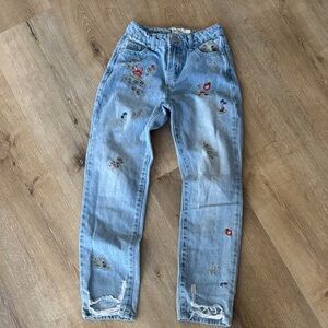 Embroidered Light Blue Jeans
